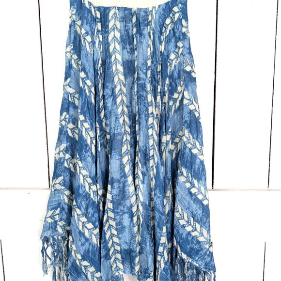 Gauzy cotton shirred strapless handkerchief hem boho dress - Picture 6 of 6